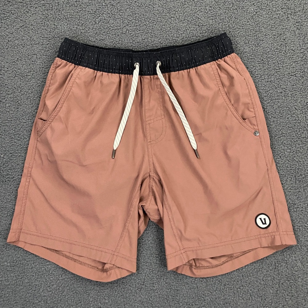 Vuori Kore Short Mens Small Red Brown Athletic Drawstring Lined Stretch
